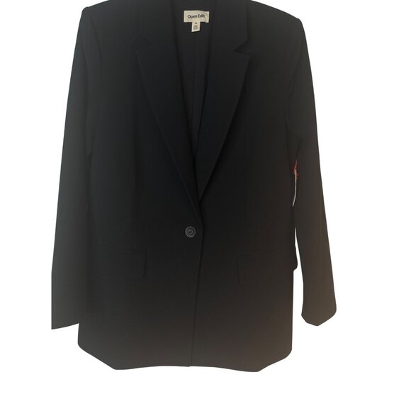 NWT Black Open Edit XS Relaxed Blazer Jacket Polyester - Picture 9 of 13